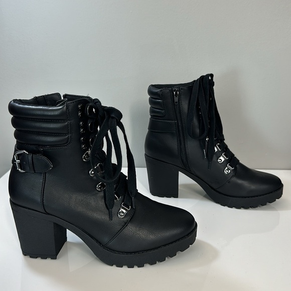 Mia Anna Maria Block Heel Lace Up Combat Ankle Boots Size 9 - Picture 3 of 16
